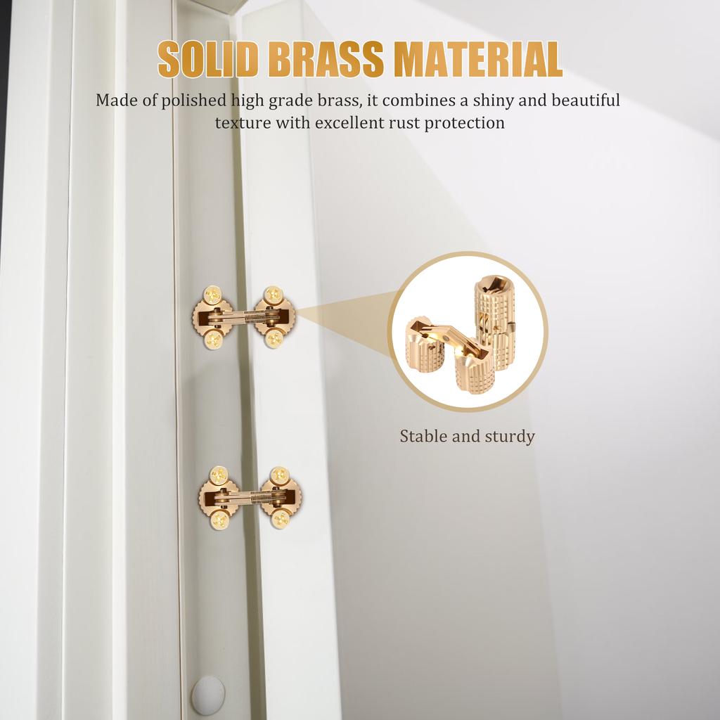 10PCS 8mm Hidden Brass Barrel Hinges 180 Degree Opening Angle Concealed Furniture Hinges for DIY Jewelry Box Hand Craft