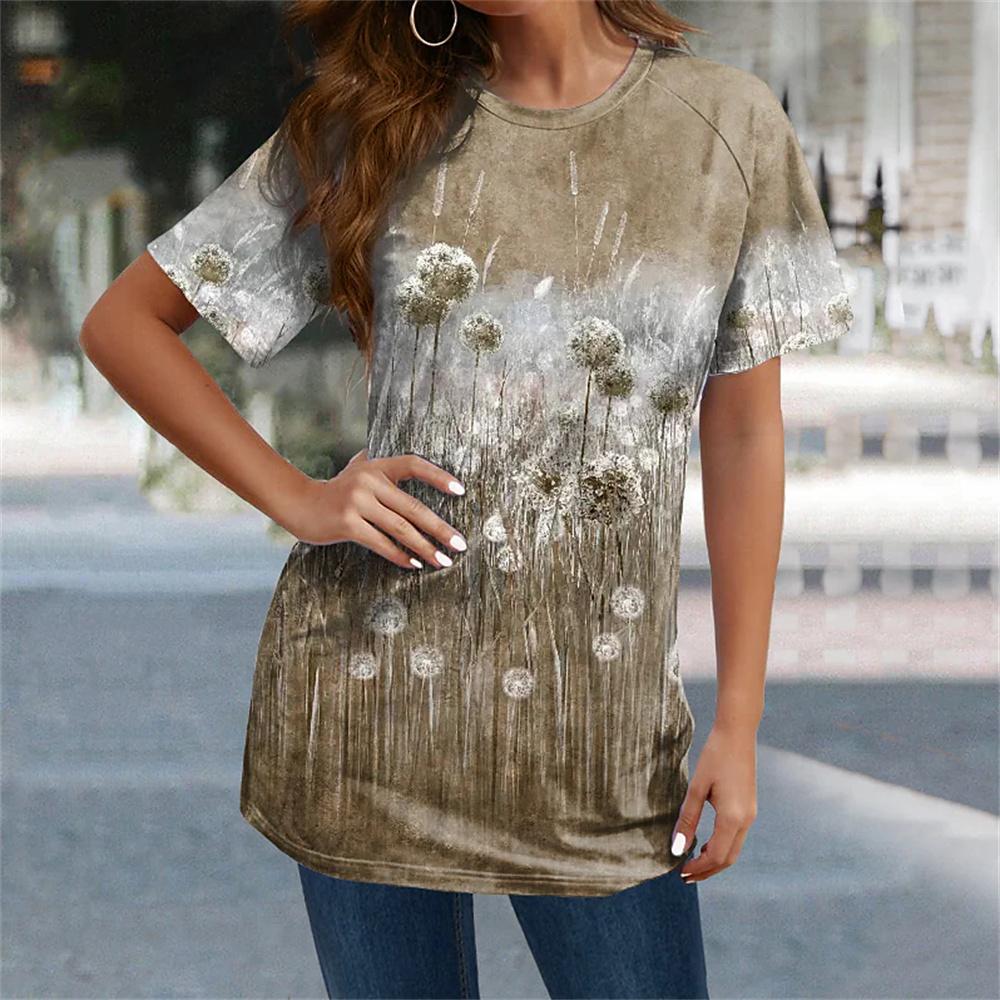 Summer Women's Tee Harajuku 3D Printed T-Shirts O-Neck Casual Blouses Everyday Pullovers Female T-Shirt Designs Streetwear