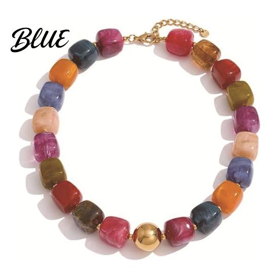 Non-fading Necklace Colorful Beaded Choker Resin Beads Boho Chunky Fashionable