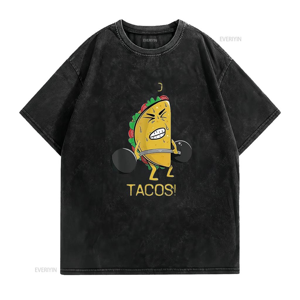 I Do It For The Tacos Weight Lifting Taco Cinco Unique Women S  T Shirt with Eye Catching  Vintage Washed Casual Soft Stylish