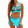 2025 Cross-border Flat-leg Halter Print Slimming Bikini Set