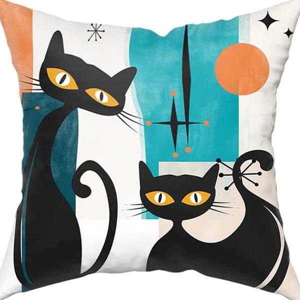 Kitten Gift Pillowcase Cute Pet Printed Linen Pillow Cushion Cover Bedside Living Room