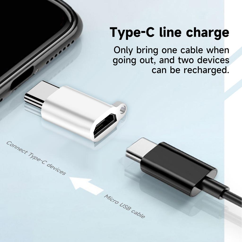 Mini Compact USB Type C Female To Micro USB Male Adapter Connector for Smart phone,With Lanyard Opening