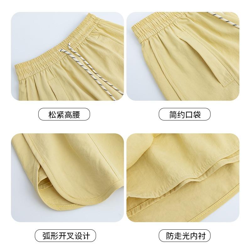 Split-ended sports five-point culottes women's spring and summer new high-waisted casual middle pants loose ice silk wide-leg shorts