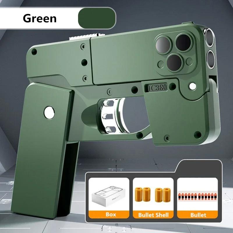 Folding Phone Shape Pistol Gun Toy Soft Bullet Shell Eject Joke Fun 12 Pro Mox Birthday Prank Gifts for Boys