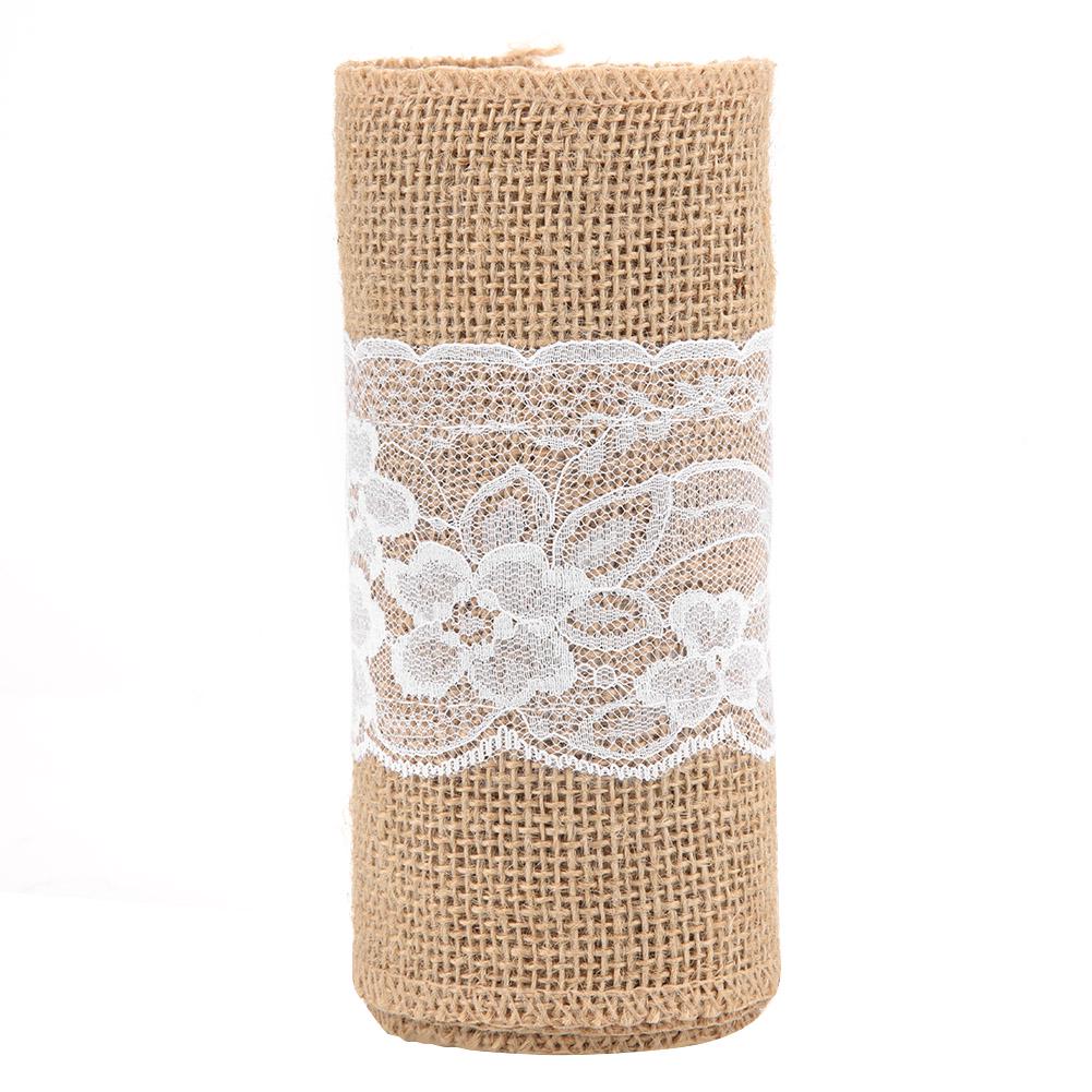 DIY Lace Burlap Ribbon Hessian Jute Belt Strap Wedding Cloth Decoration 2.7m