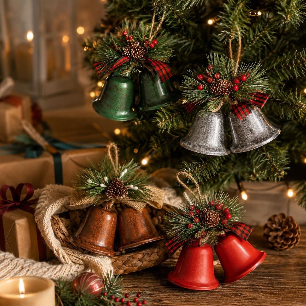Rustic Decorative Christmas Bell Vintage Xmas Pendant Exquisite Christmas Tree Ornament Wall
