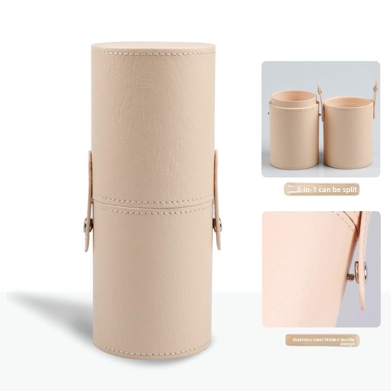 High-appearure-level PU leather makeup brush storage bucket with large capacity design, a desktop makeup storage tool