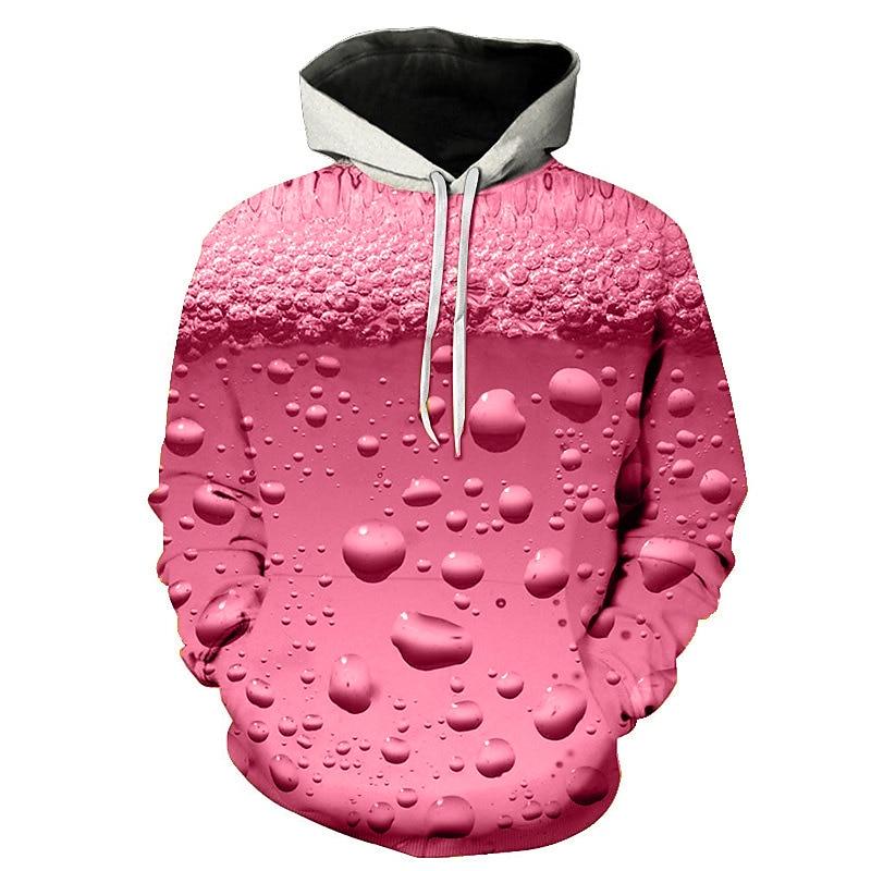Men's Hooded Sweatshirt with Beer Bubble Pattern, Daily Casual Retro Long Sleeved Hooded Vacation Sports