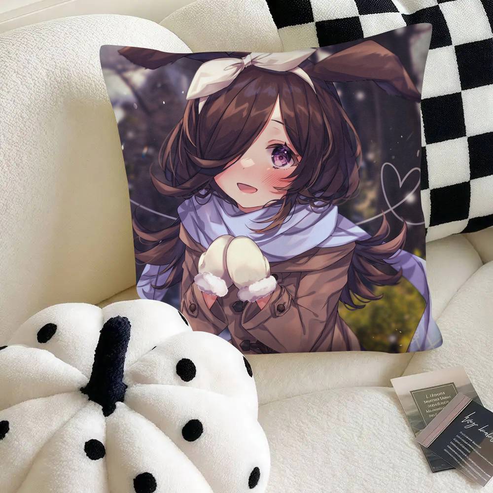 Rice Shower Hot Anime Umamusume Pillow Case Square Pillow Bedroom Sofa Leisure Comfort Cushion Car Home Decoration