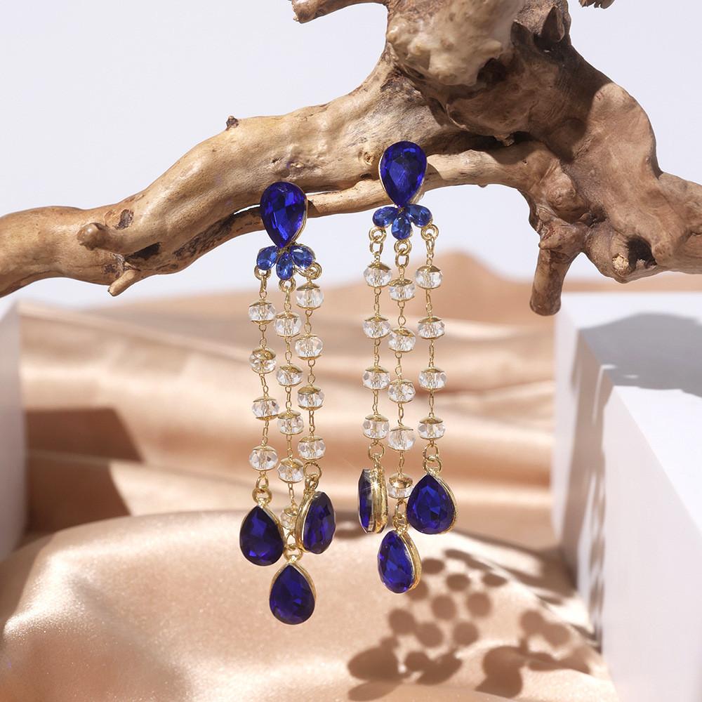 Creative Fashion Tassel Earrings With Crystal Accents For Women Summer Wear
