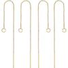 10Pcs 18K Gold Plated Ear Threads Dangle Bar Through Threaded Long Chain Earrings Pierced Dangling Drop Stud Earrings with Loop 3.34inch