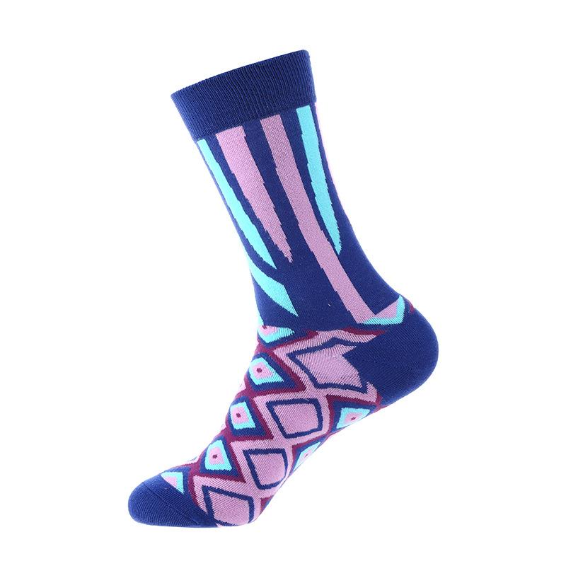 46 Patterns Cotton Fashion Geometry Business Men Happy Socks Unisex Boys Combed Hip Hop Street Skateboard Funny High Sox