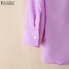ZANZEA Women Casual V-Neck Solid Color Loose 3/4 Sleeve Blouse