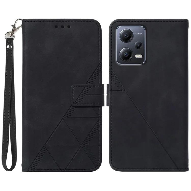 

YB Imprinting Series-1 для Xiaomi Redmi Note 12 5G (Китай) / (Глобальный) / Poco X5 5G Кожаный бумажник с принтом и подставкой с ремешком
