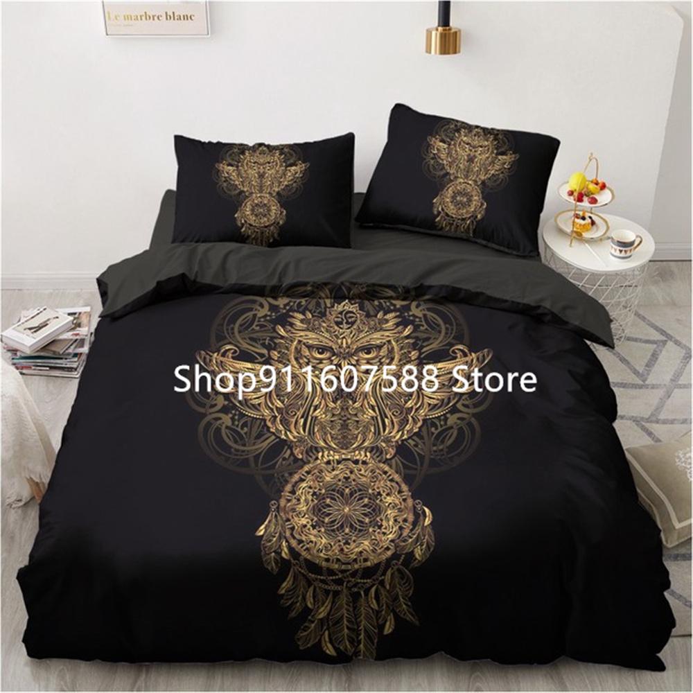 Black Gold Bedding Set Luxury Duvet Cover Sets 3d Moon Dream Catcher Comforter Cover Set Cute Bed Set For Adult