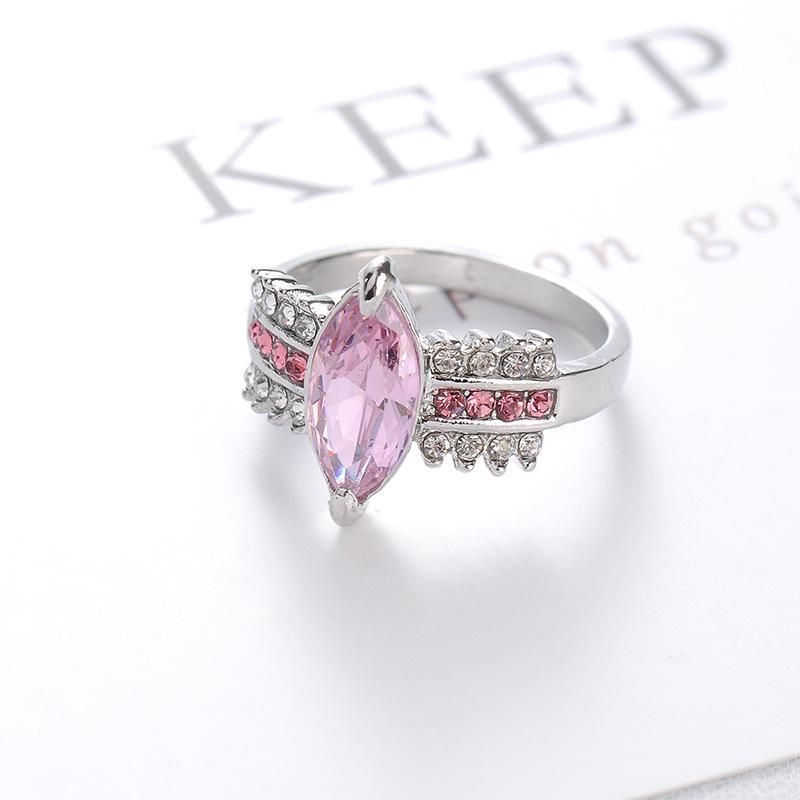 European American Fashion Crystal Zirconia Marquise Ring Size 9 розовый