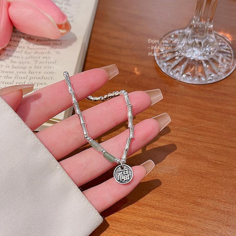 Stylish Bamboo Beaded Bracelets for Women with Celebrity Blessing Pendant