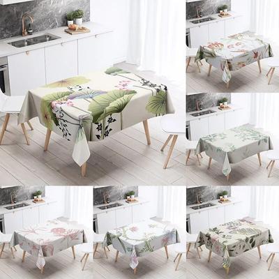 Lotus Flower Tablecloth Home Decor Stain Resistant Waterproof Table Decoration Rectangular Kitchen Fireplace Countertop