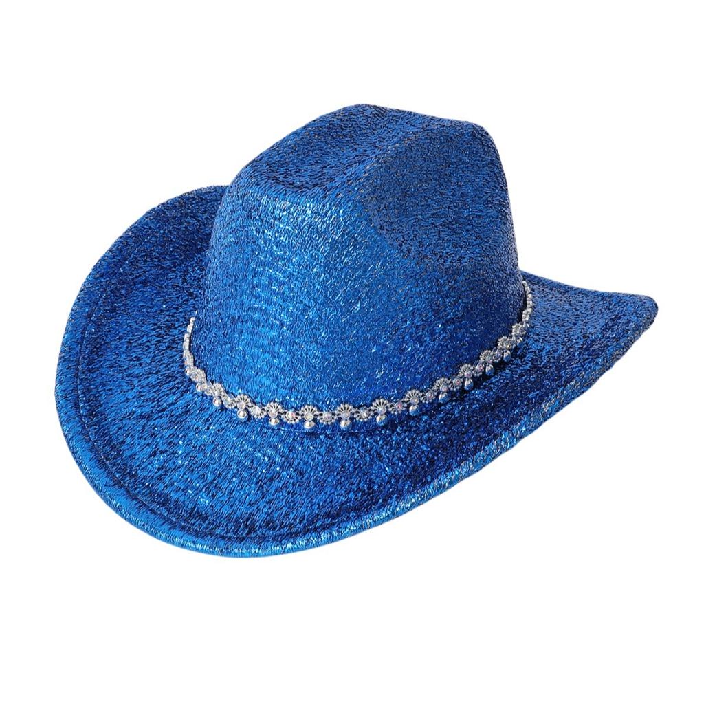 Nouveau chapeau western de cowboy brillant à strass chapeau mode tendance automne et hiver femme chapeau haut de forme de soirée jazz