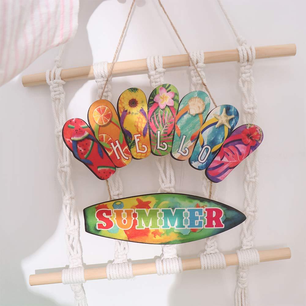 Beach Summer Slippers Hanging Signs Funny Wooden Slippers Decoration  Tropical Cafe Bar