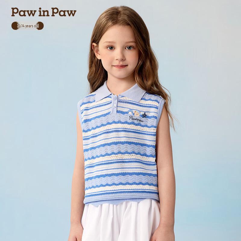 

PawinPaw Girls Cartoon Bear Sleeveless Polo Knit Top S