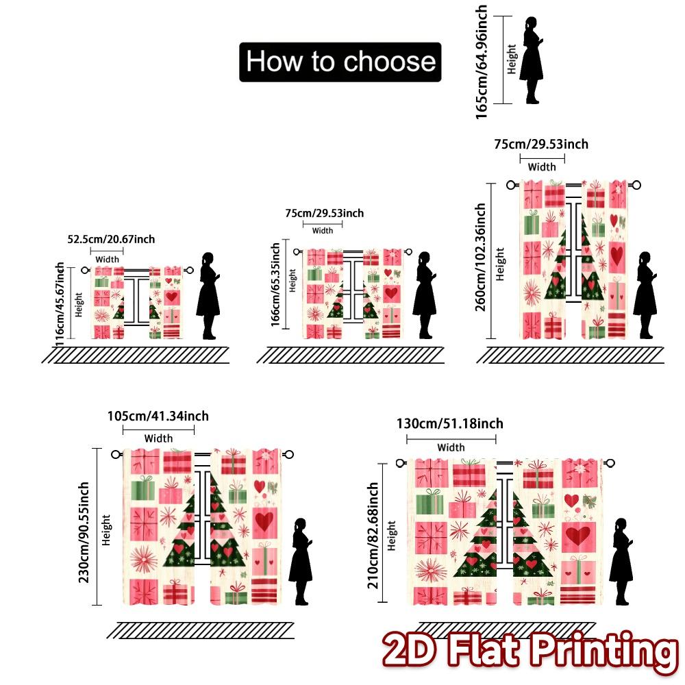 2pcs,Curtains Christmas Tree Gifts Holiday (2) Popular Curtains&Window Treatment Versatile Fabric Curtains All Seasons Ldeal for