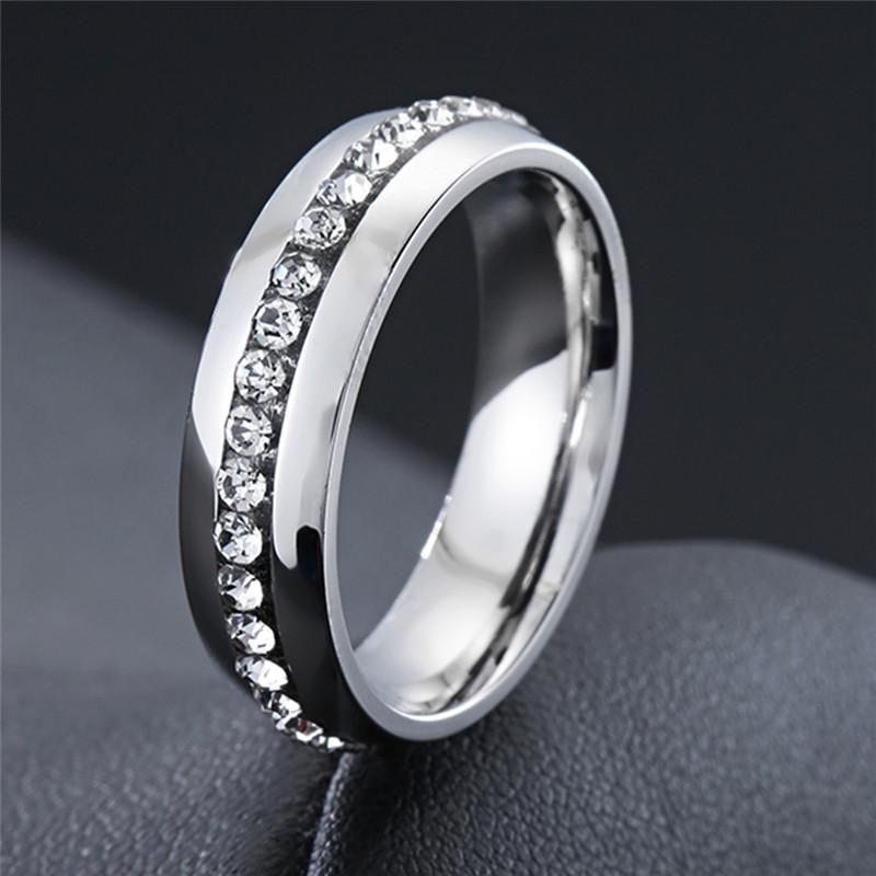 Modyle New Fashion CZ Stones Ring for Women Punk Vintage Gold CopperColor Stainless Steel Crystal Finger Band Elegant Jewelry