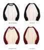Unisex Cotton Raglan Sleeve Color Block Sweatshirt - Autumn/Winter Collection, Loose Fit, Fashionable and Versatile.