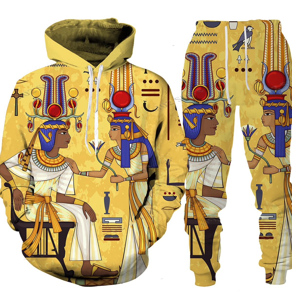 Весна-Осень Древний Египет Глаз Гора Бога 3D принт мужская толстовка и брюки комплект — фото 7
