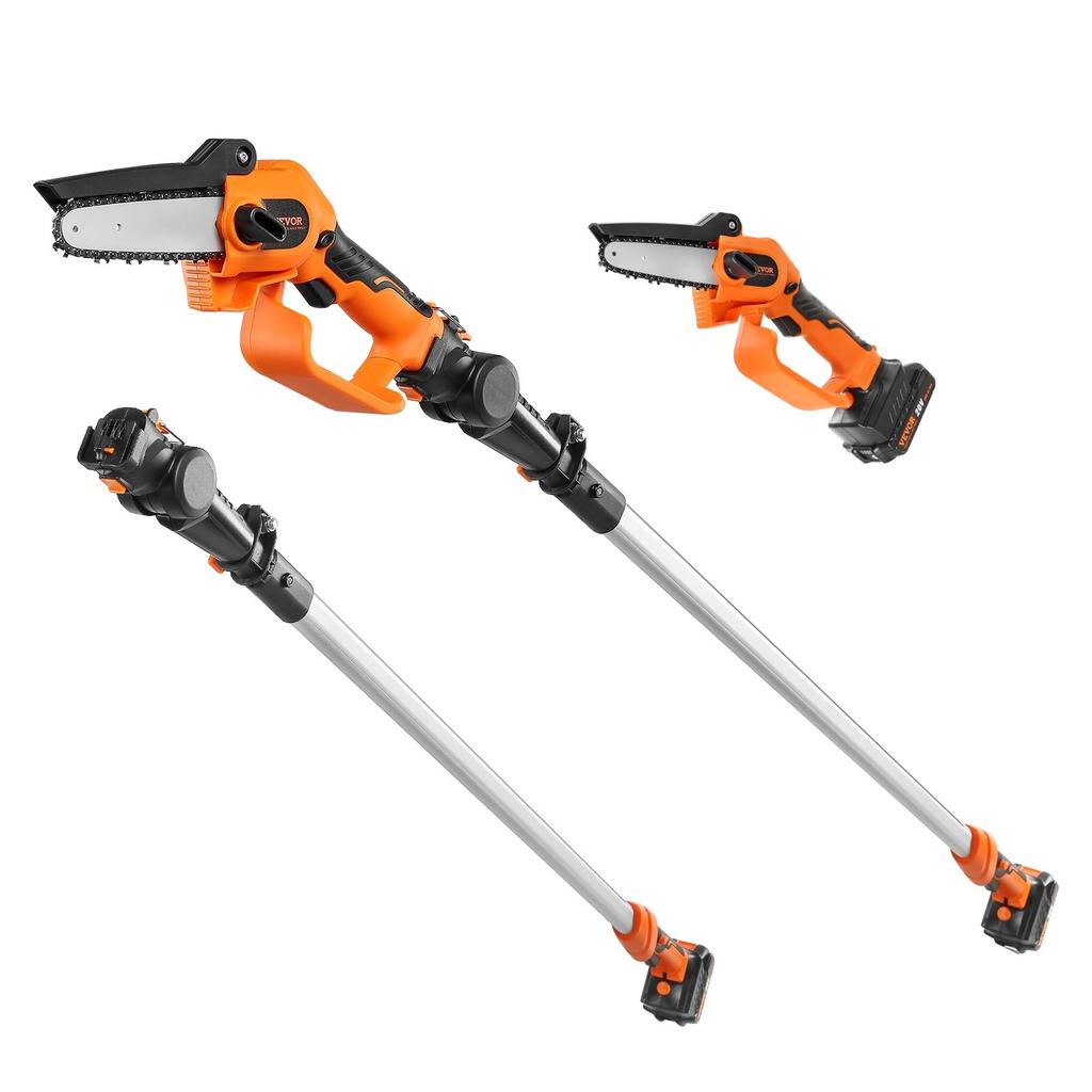 2-in-1 Cordless Pole Saw & Mini Chainsaw, 20V 2Ah Battery Pole Chainsaw, 5" Cutting Capacity 8 Ft Reach Pole Saw for Branch Cutting & Tree Trimming
