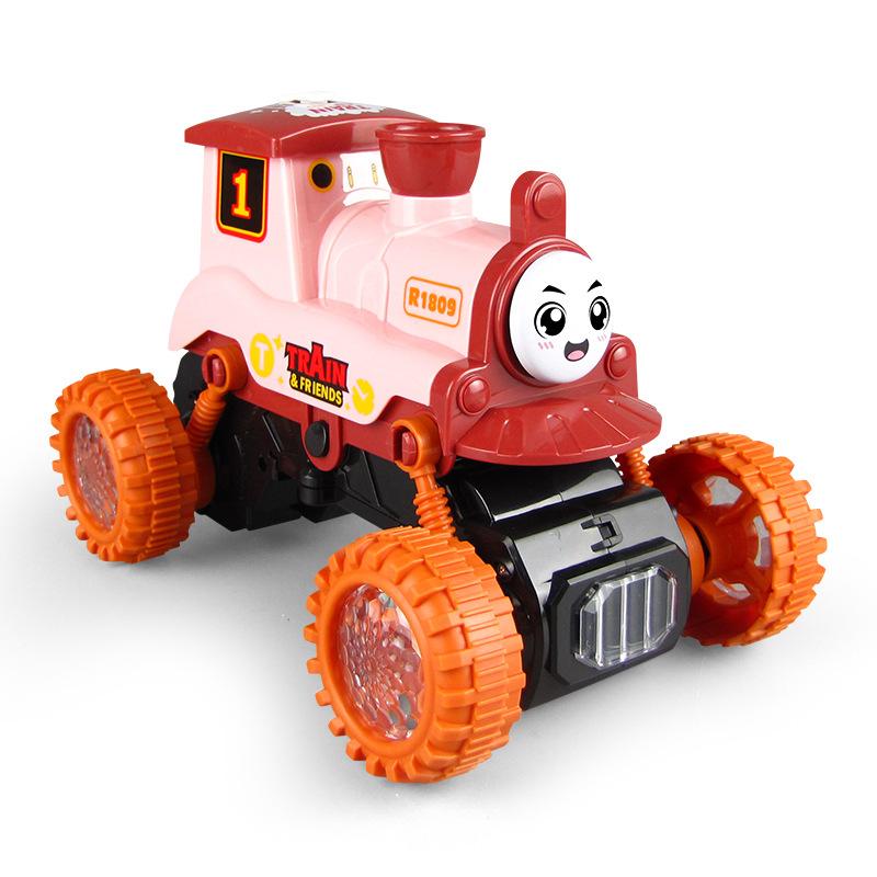 For Funny Stunt Steam Train Model Toys With Lights Music Electric Smoke Spray Car Battery-Operated Steaming Train Baby Kids Toys