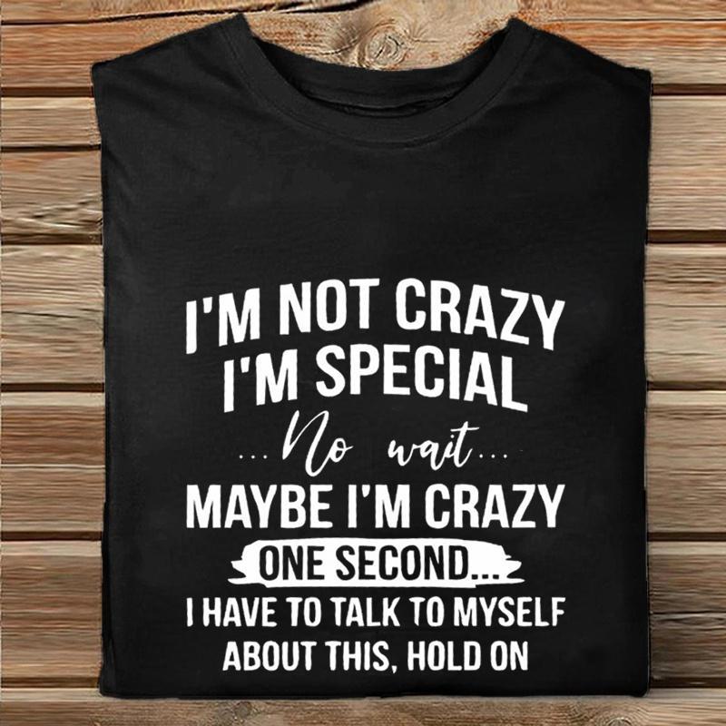 ZIMOXUAN I'm Not Crazy I'm Special Printed T-Shirts Women Short Sleeve Funny Round Neck Tee Shirt Casual Summer Tops