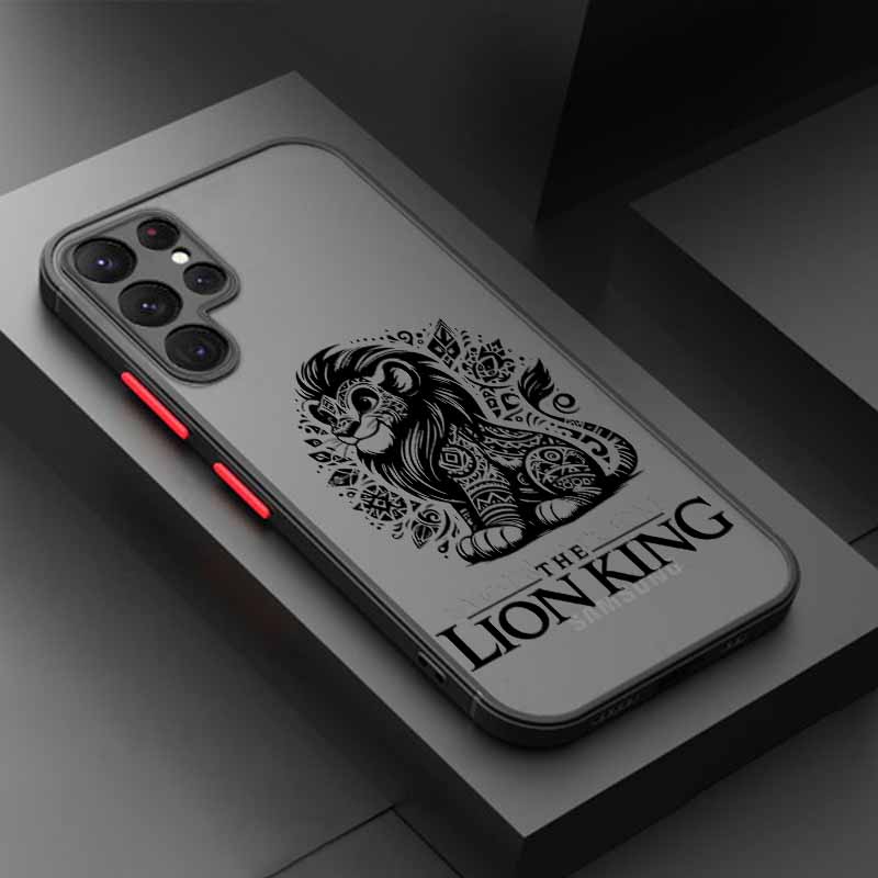 Cute The Lion King Cover For Samsung S25 S24 S23 S22 S21 S20 S10 FE Ultra Plus Lite Frosted Translucent Phone Case