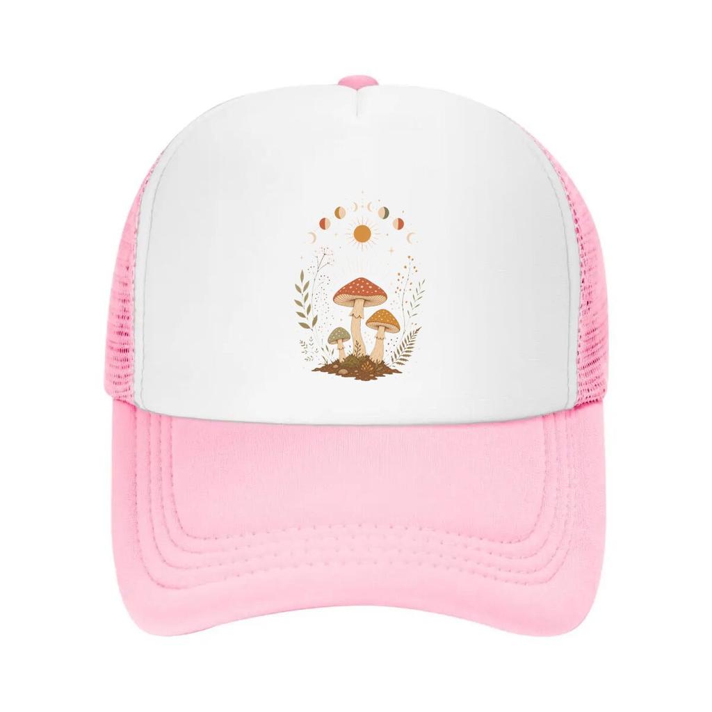 Boho Celestial Forest Mushroom Phase Mesh Baseball Cap Casual Hat Outdoor  For Womens Unisex FeUnisex