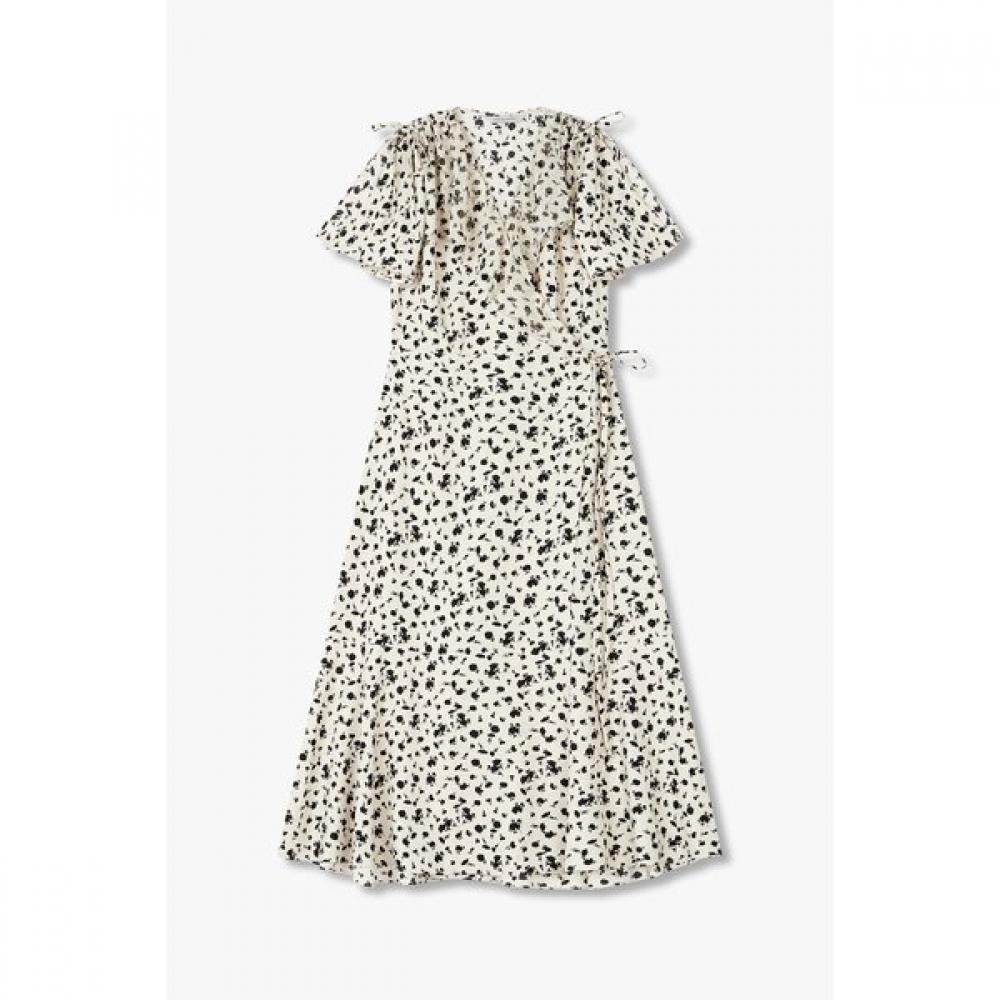 

Vov Flower Print Chiffon Wrap Long Dress 7155237200 blacks/S