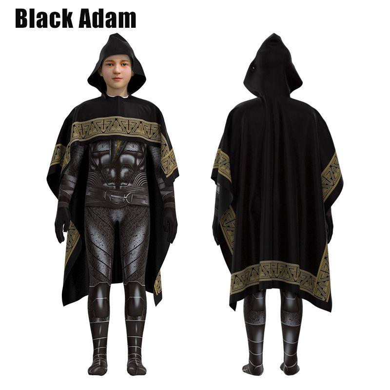 Adam Black Cosplay Costume Hooded Cloak Jumpsuit Set Halloween Adult Kids Mens