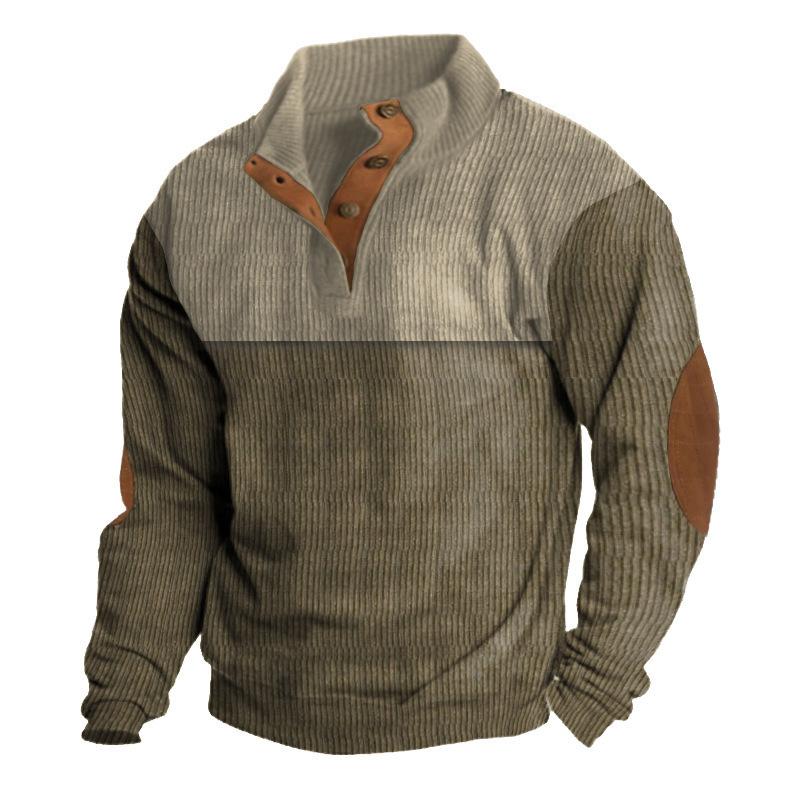 Autumn Winter New Men's Outdoor Corduroy Casual Stand Up Collar Long Sleeved Pullovers Daily Comfortable Versatile Fashionable Loose Pullovers