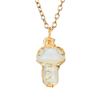 Handmade Gold Winding Crystal Tiger Stone Agate Small Mushroom Pendant Necklace Jewelry N588