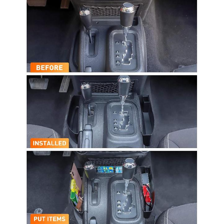 Savadicar GT-3 JK Shifter Storage Box, Gear Shift Console Side Tray Organizer For 2011-2018 Jeep Wrangler JK JKU, Interior Accessories, Reserved USB