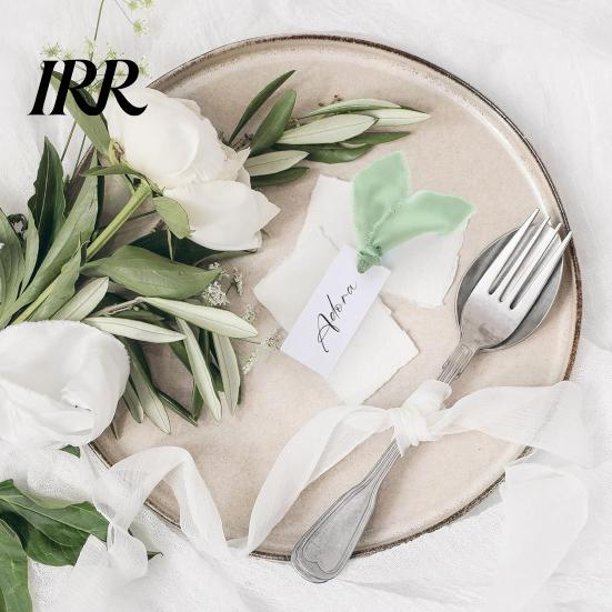 Ink Absorbent Paper Cards Handwritten Business 50 Sheets Blank Textured with Chiffon Ribbon Wedding Invitations Table Name Tags for Party Banquet