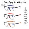 Sports Presbyopia Glasses Neutral New Fashion Classic Square Frame Anti-Blue Light Ultra-Clear Reading Glasses 0 To +4.0