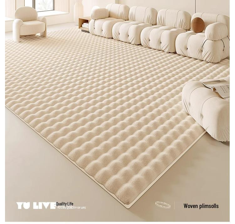 2024 Creme Blase Kunstkaninchenfell Teppich für Wohnzimmer, Sofa, Schlafzimmer, Bettseite, Boden oder Erker