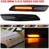 2pcs Led Dynamic Fender Side Marker Lamp Sequential Turn Signal Light Black Lens Yellow