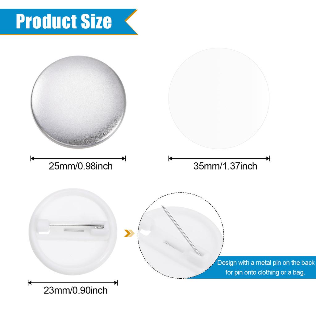 120/200/500Set Blank Badge Pin Button Maker Parts Material Supplies 25mm 32mm 37mm 44mm 58mm for Button Maker Machine DIY Making