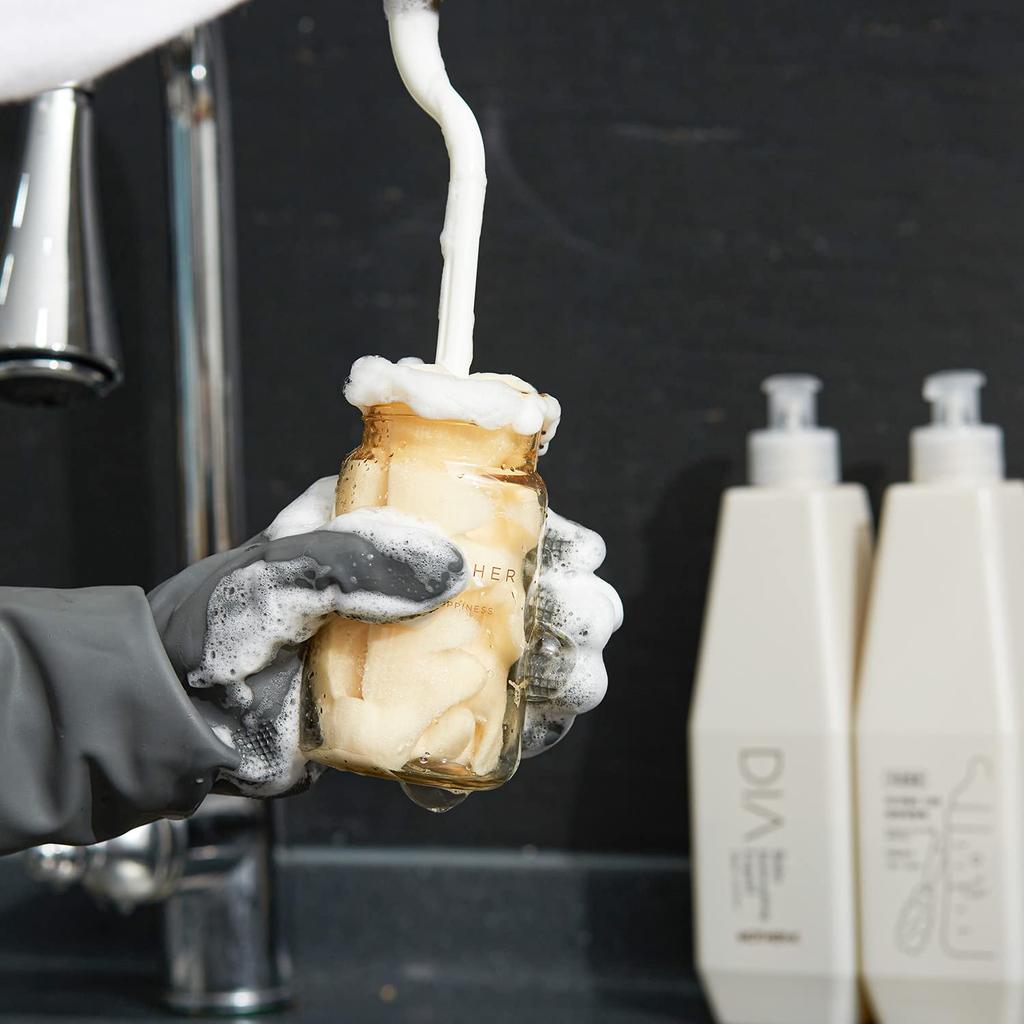 [Authentisch] MOTHER-K Babyflaschenbürste mit 360-Grad-Drehgriff, Hochdichter Schaumstoffschwamm, 2-teiliges Set, 32 cm lang (1 Flaschenbürste, 1 Sauger