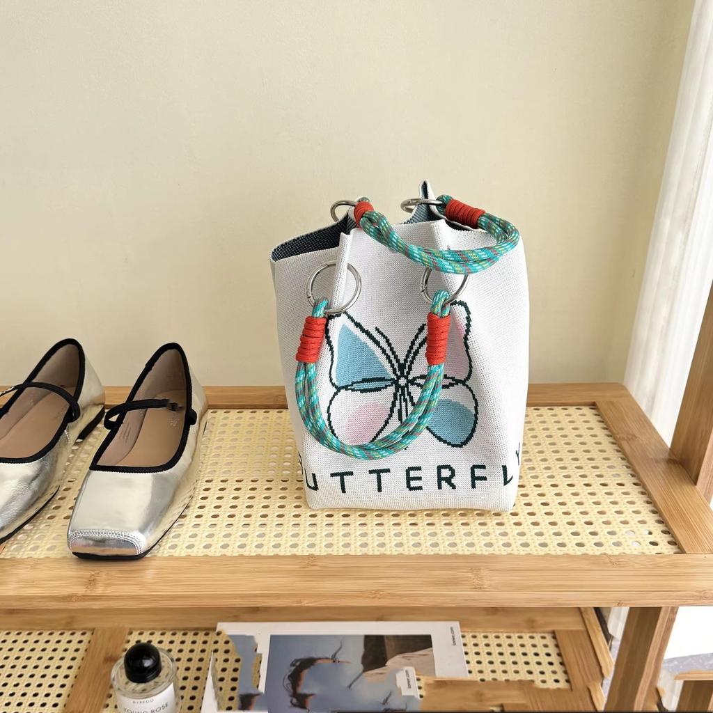 Women's Knitted Handbag Tote Bag - Fashion Water Bucket Purse for Work, Travel, Shopping