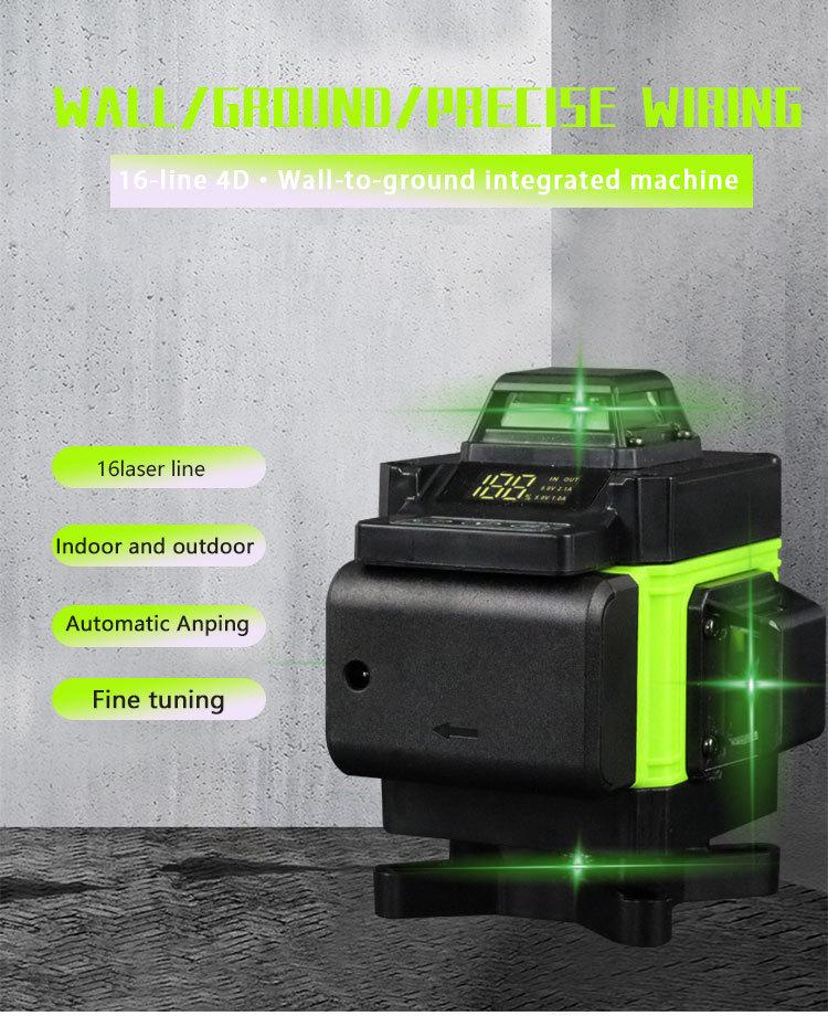 16-Line Self-Leveling Laser Level with Infrared Green Light, 360° Horizontal & Vertical Functionality