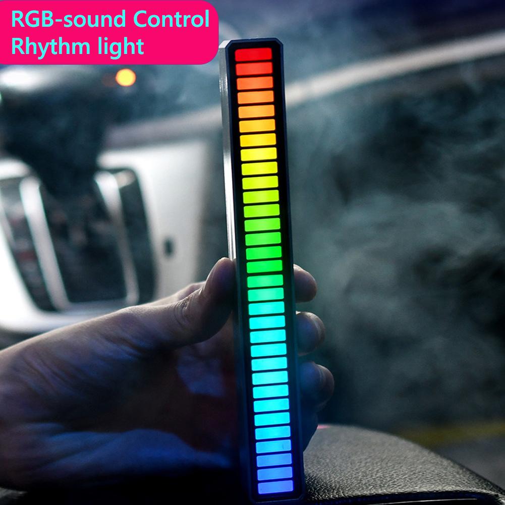 iMICE Colorful Sound Control Light USB/Rechargeable Battery APP Control 32 LED VoiceActivated Pickup Rhythm Strip Light Computer Car