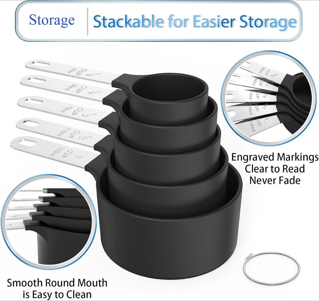 Stackable Measuring Cups Set Spoons Set Nesting Measure Cups for Measuring Dry and Liquid Ingredients Kitchen Gadgets